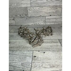 Napkin Rings Antler Branch Coral Silver‎ Set of 5 Aluminum Metal Wrapped Holders